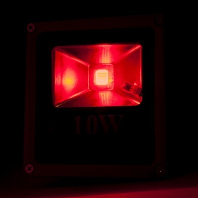 Refletor LED vermelho quadrado de 10W em estrutura preta