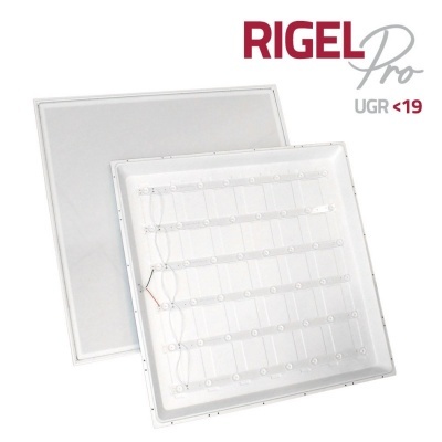 Painel LED quadrado branco com texto RIGEL Pro UGR <19