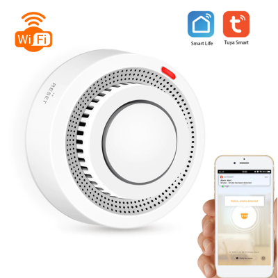 Sensor de fumo branco com WiFi e aplicativo móvel