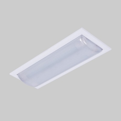 Luz de teto retangular embutida com difusor translúcido texturizado