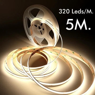 Rolo de fita LED branco quente com texto 320 Leds/M. 5M.