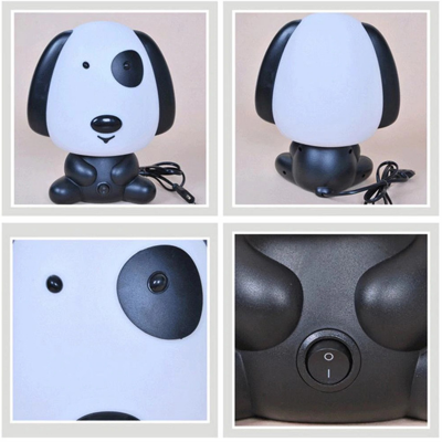 Lanterna de mesa com design de cão preto e branco