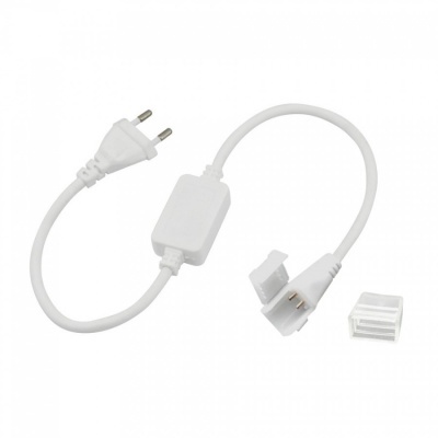 Cabo elétrico branco com ficha de dois pinos e conector