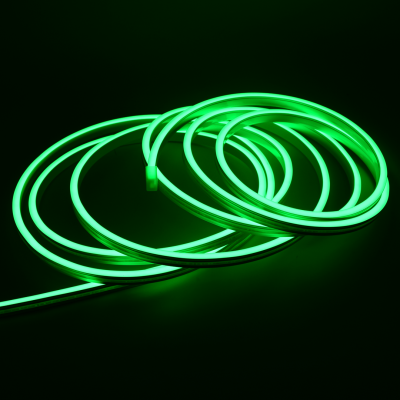 Fita de luz LED flexível verde luminosa enrolada em espiral