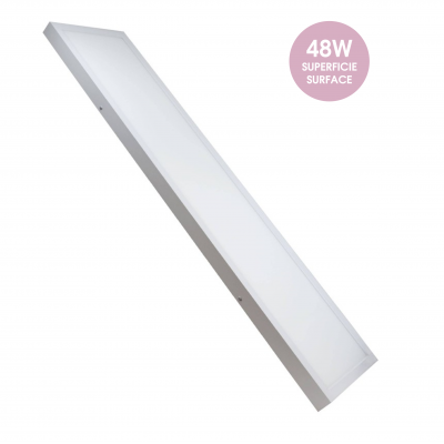 Luminária retangular branca com difusor opaco e texto 48W SUPERFICIE SURFACE
