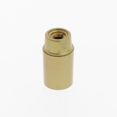 Peça cilíndrica metálica dourada com rosca interna