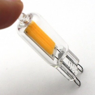 Lâmpada LED tipo cápsula com base de pinos e filament amarelo