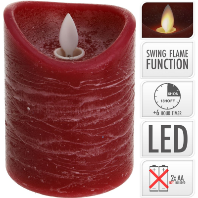 Vela elétrica vermelha com chama LED móvel e temporizador