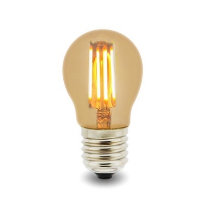 Lâmpada LED de filamento vintage com base metálica e vidro amarelo