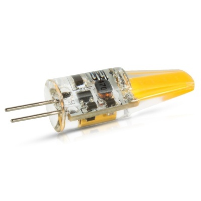 Lâmpada LED cápsula com base G4, transparente com ponta amarela
