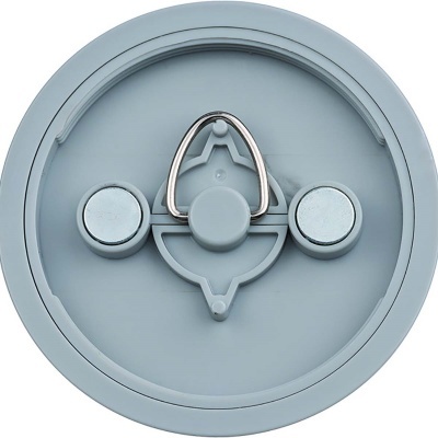 Tampa redonda cinza com ímanes e suporte metálico