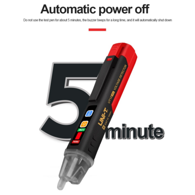 Testador de voltagem digital LUIN-7 preto e vermelho com texto Automatic power off