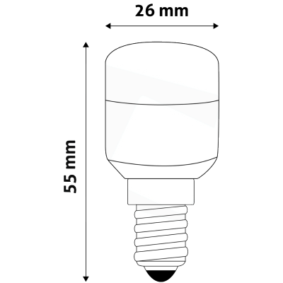 Lâmpada LED pequena com base roscada e dimensões