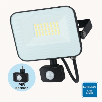 Projetor LED branco com sensor PIR e selo LUMILEDS CHIP INSIDE
