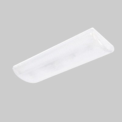 Luminária de teto retangular branca com capa plástica translúcida