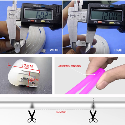 Medidas e instruções para corte de uma peça plástica branca e texto ARBITRARY BENDING em peça rosa.
