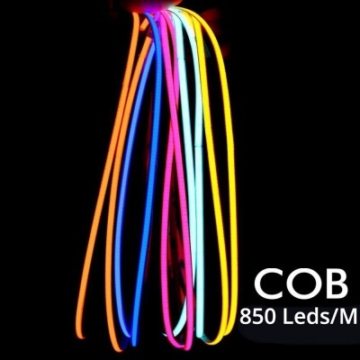 Fios LED coloridos iluminados com texto COB 850 Leds por metro
