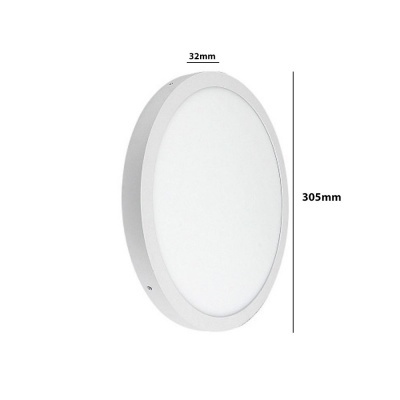 Candeeiro redondo branco com 305 mm de diâmetro e 32 mm de espessura