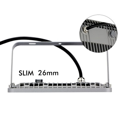 Luz LED retangular slim 26mm com cabo preto