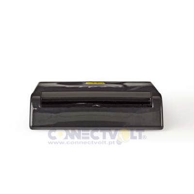 Suporte retangular preto brilhante com ranhura central