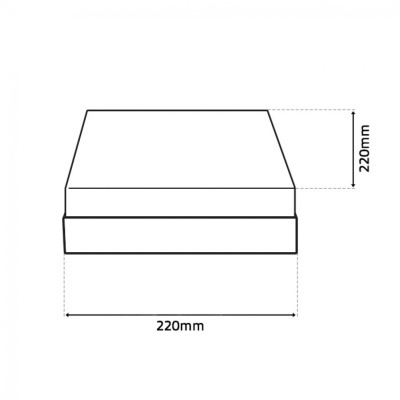 Desenho técnico com dimensões 220mm x 220mm