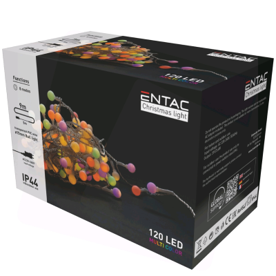 Caixa de luzes de Natal ENTAC com 120 LEDs multicoloridos