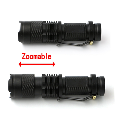 Duas lanternas pretas metálicas com ajuste zoom em fundo branco