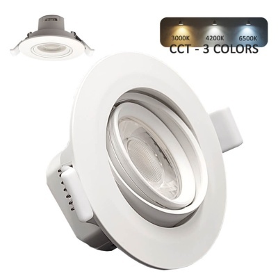 Candeeiro embutido branco com ajuste de luz e três temperaturas de cor