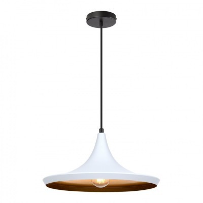 Candeeiro pendente moderno branco e dourado com cabo preto