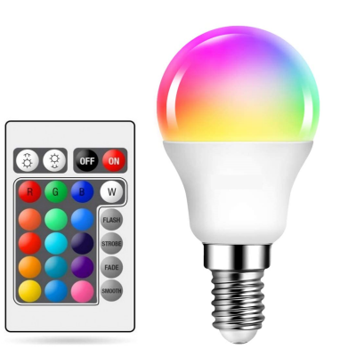 Lâmpada LED colorida com comando remoto