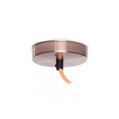 Plafonnier de teto redondo em metal tons cobre com cabo laranja