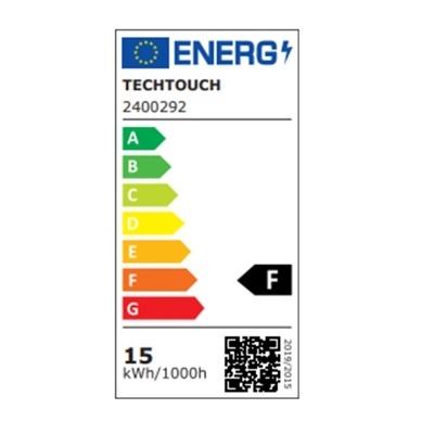 Etiqueta energética Europeia com classificação F e código QR