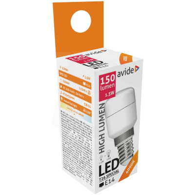 Embalagem de lâmpada LED Avide T26 SPECIAL E14 150 lumen 1,5 W
