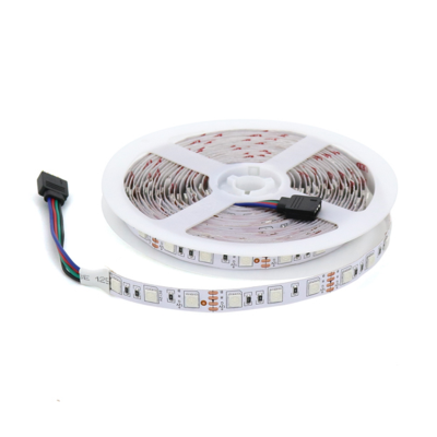 Rolo de fita de luz LED flexível com conectores e fios multicoloridos