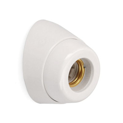 Suporte para lâmpada branco cónico com interior metálico dourado