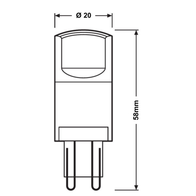 Desenho técnico de conector elétrico com pinos e dimensões