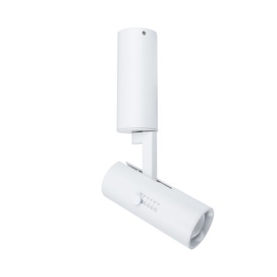 Refletor de luz LED branco com suporte ajustável e corpo cilíndrico