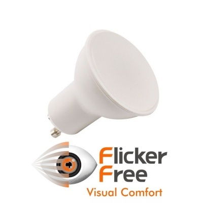 Lâmpada LED branco com base GU10 e texto Flicker Free Visual Comfort