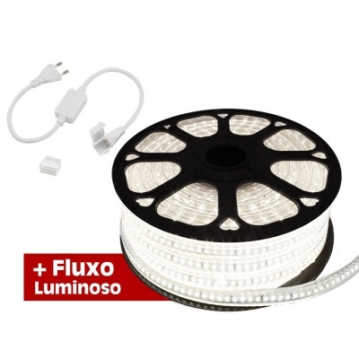 Rolo de fita LED branca com cabo e acessórios