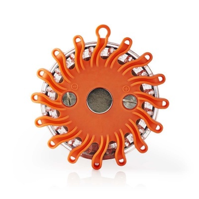 Dispositivo de segurança luminosa redondo com tampa laranja e lentes internas