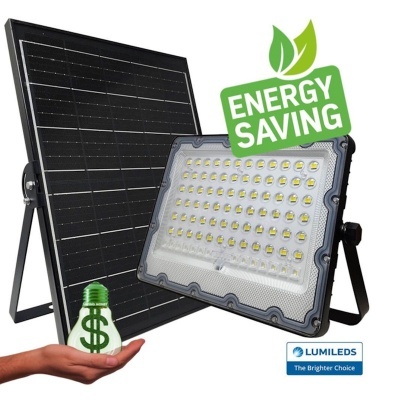 Painel solar preto com luz LED retangular