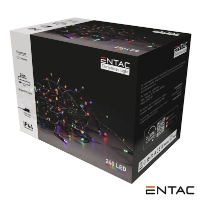 Embalagem de luzes de Natal ENTAC com 240 LEDs multicoloridas