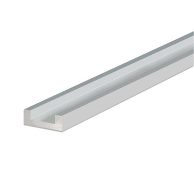 Perfil metálico em U cinza prateado liso