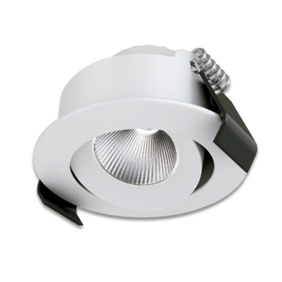 Refletor embutido circular branco com lente texturizada e suporte preto