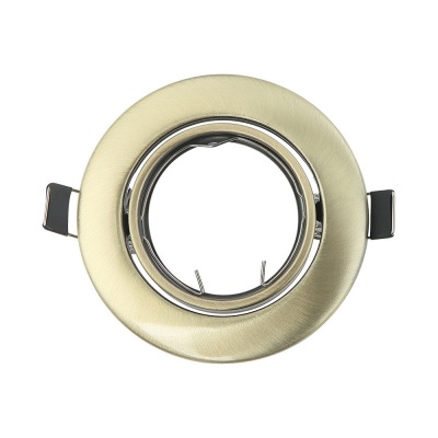 Soquete redondo metálico com acabamento bege para lâmpada embutida