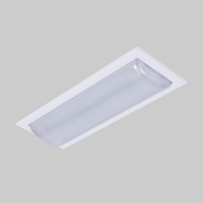 Luz de teto retangular embutida com difusor translúcido texturizado