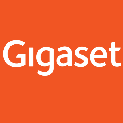 Logótipo Gigaset em fundo laranja