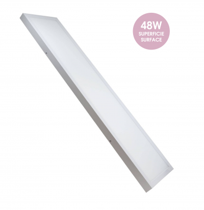 Luminária retangular branca com difusor opaco e texto 48W SUPERFICIE SURFACE