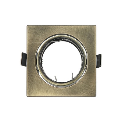 Suporte quadrado metálico bronze para lâmpada embutida com aro circular