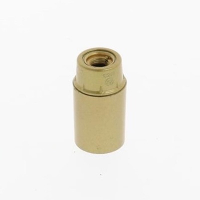 Peça cilíndrica metálica dourada com rosca interna